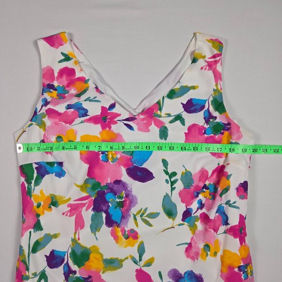 Jessica London Plus 18W White Floral Sleeveless Fit & Flare Dress V-Neck - Picture 10 of 12